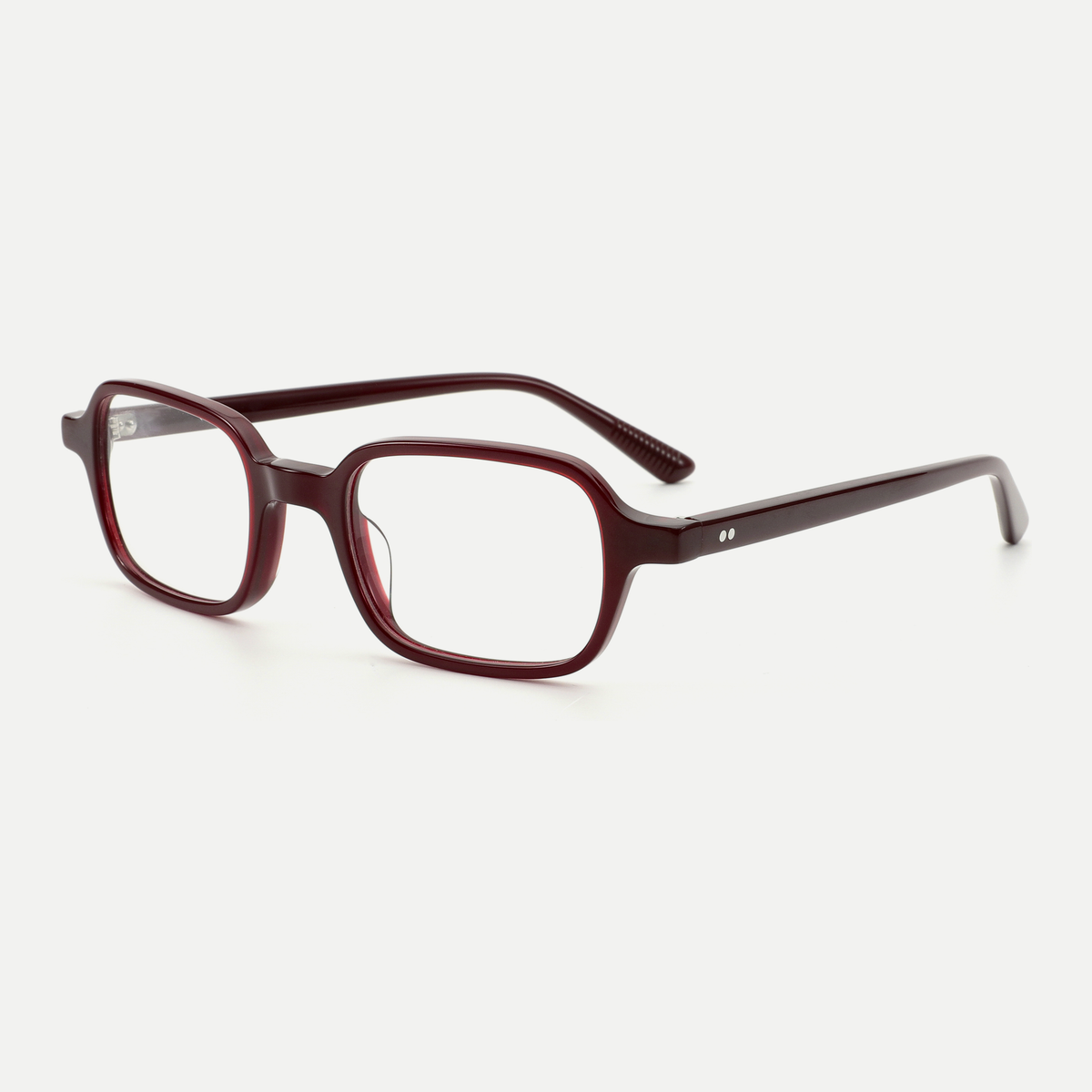 Evelyn burgundy acetate glasses, angled view