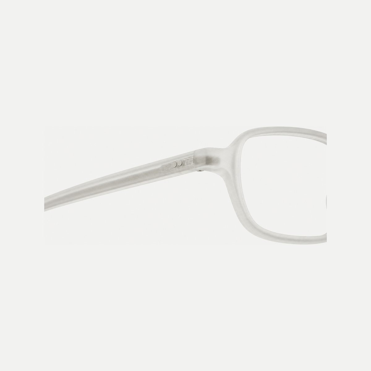 Evelyn crystal clear acetate glasses, temple detail