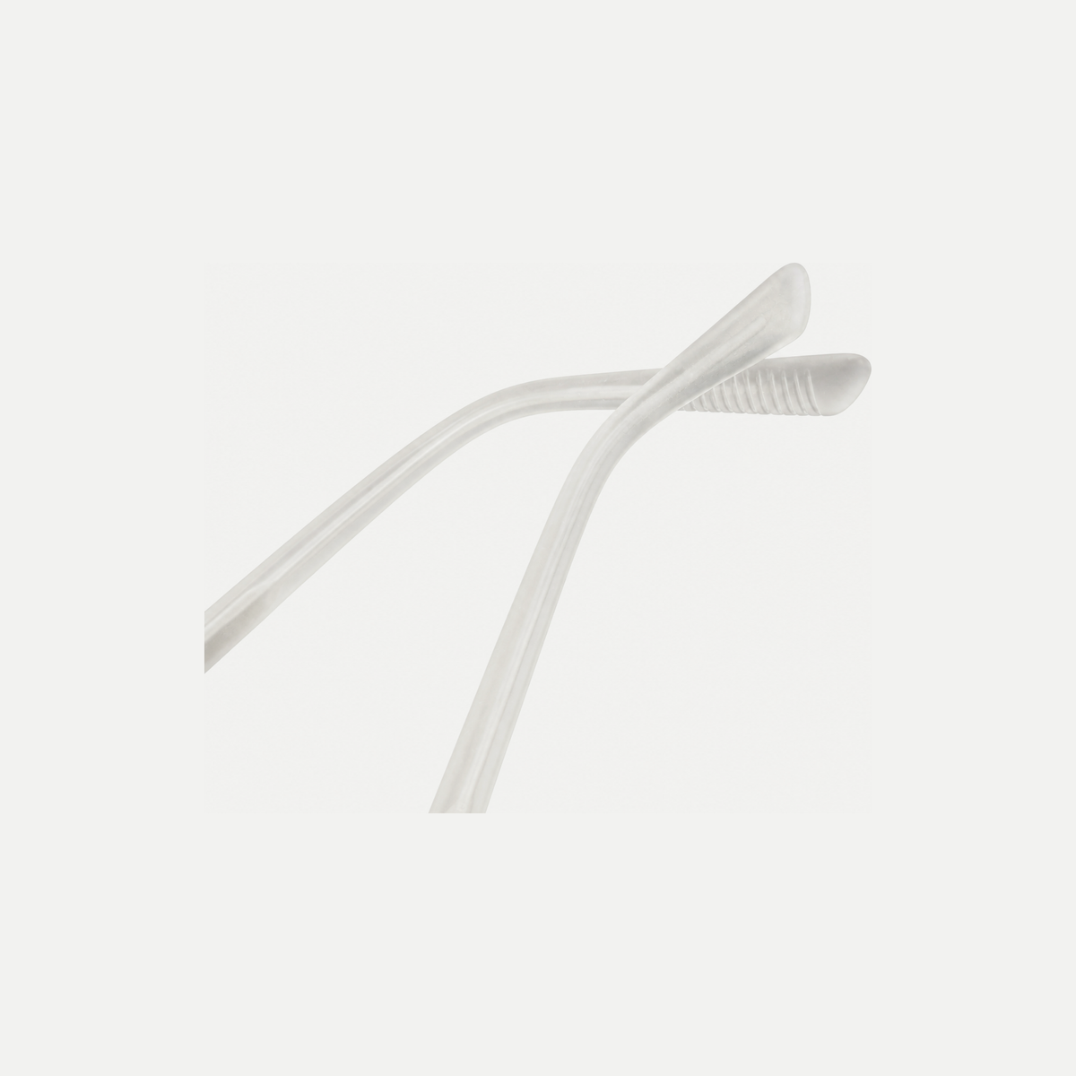 Evelyn crystal clear acetate glasses, temple tips detail