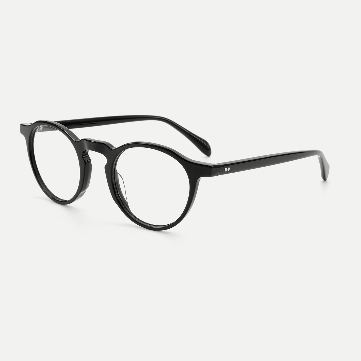 Clara black acetate glasses, angled view
