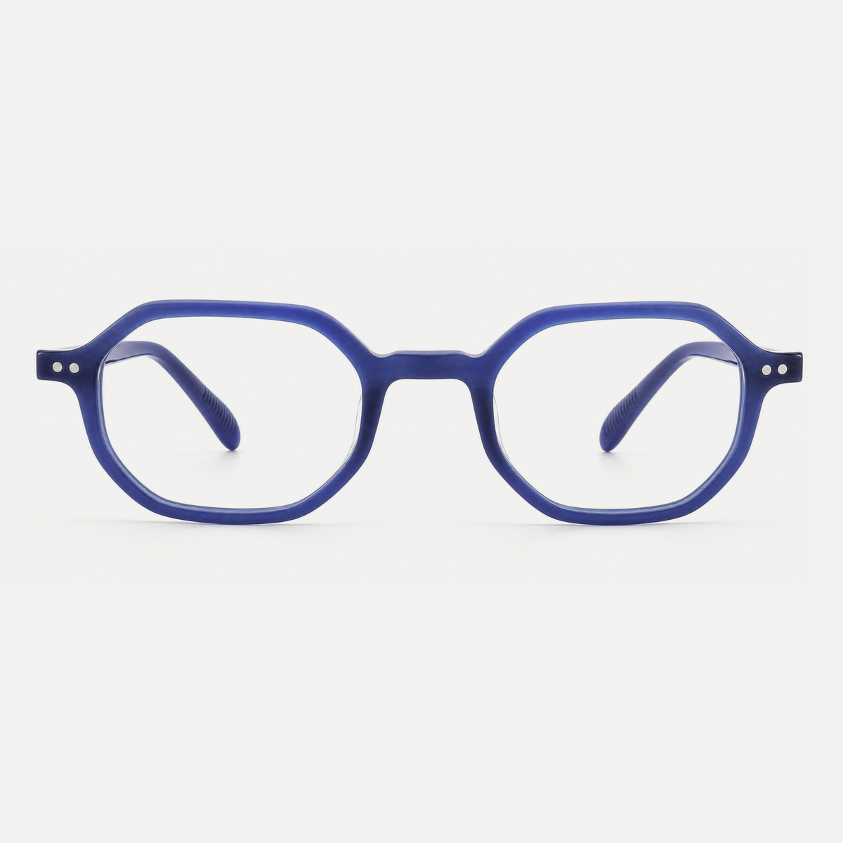 Audrey blue acetate glasses, front view