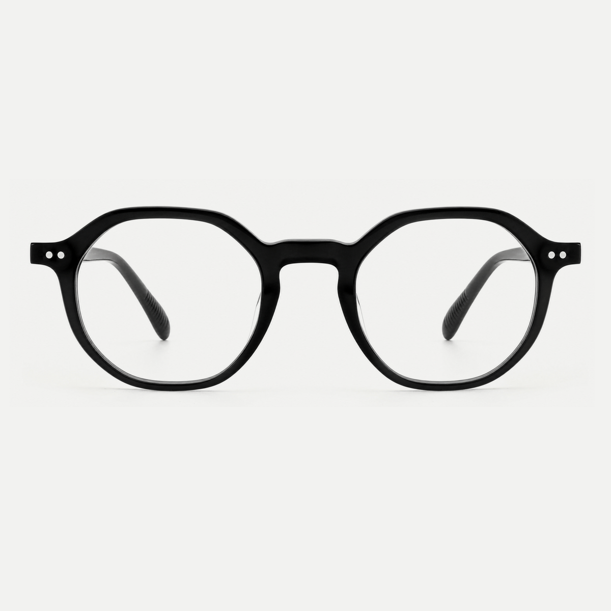 Hazel black acetate glasses, front view
