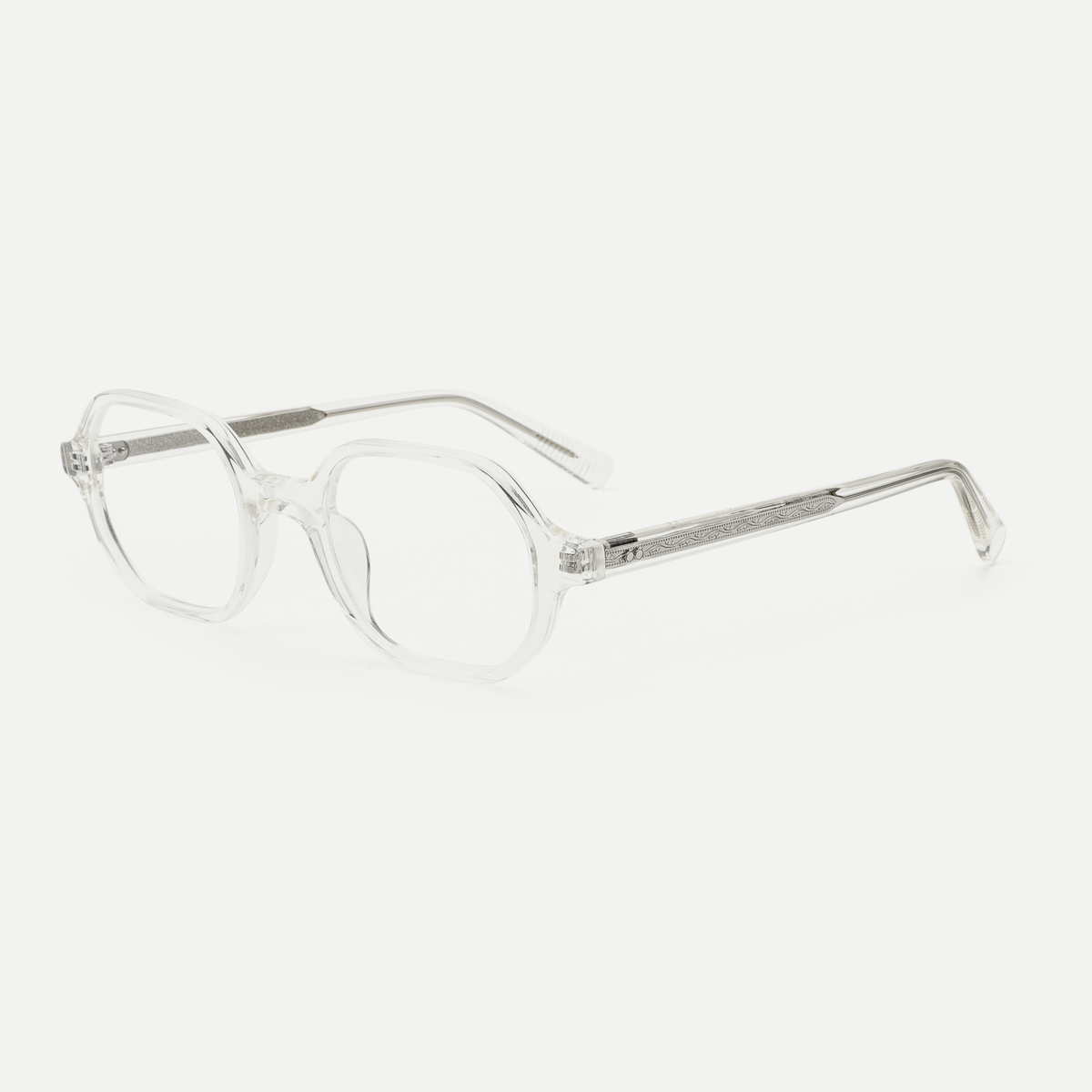 Vivian crystal clear acetate glasses, angled view
