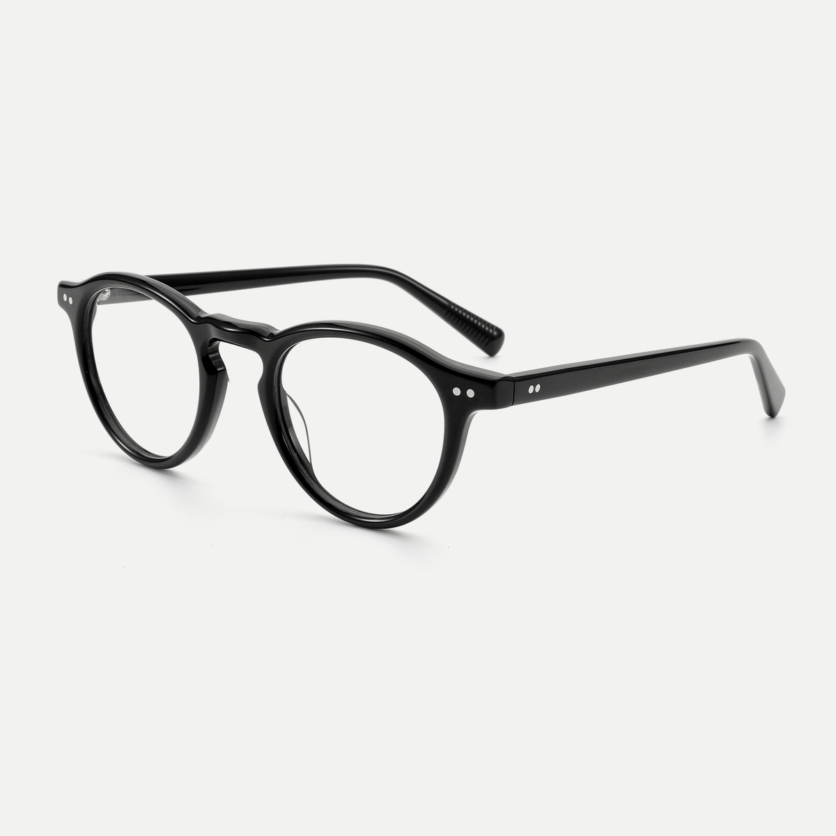Camille black acetate glasses, angled view