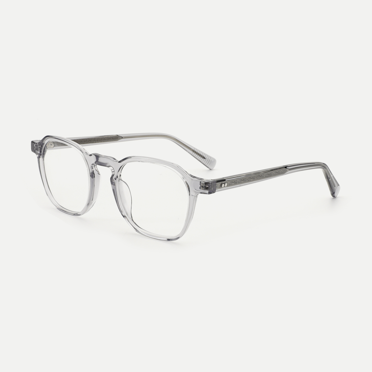 Eleanor crystal clear acetate glasses, angled view