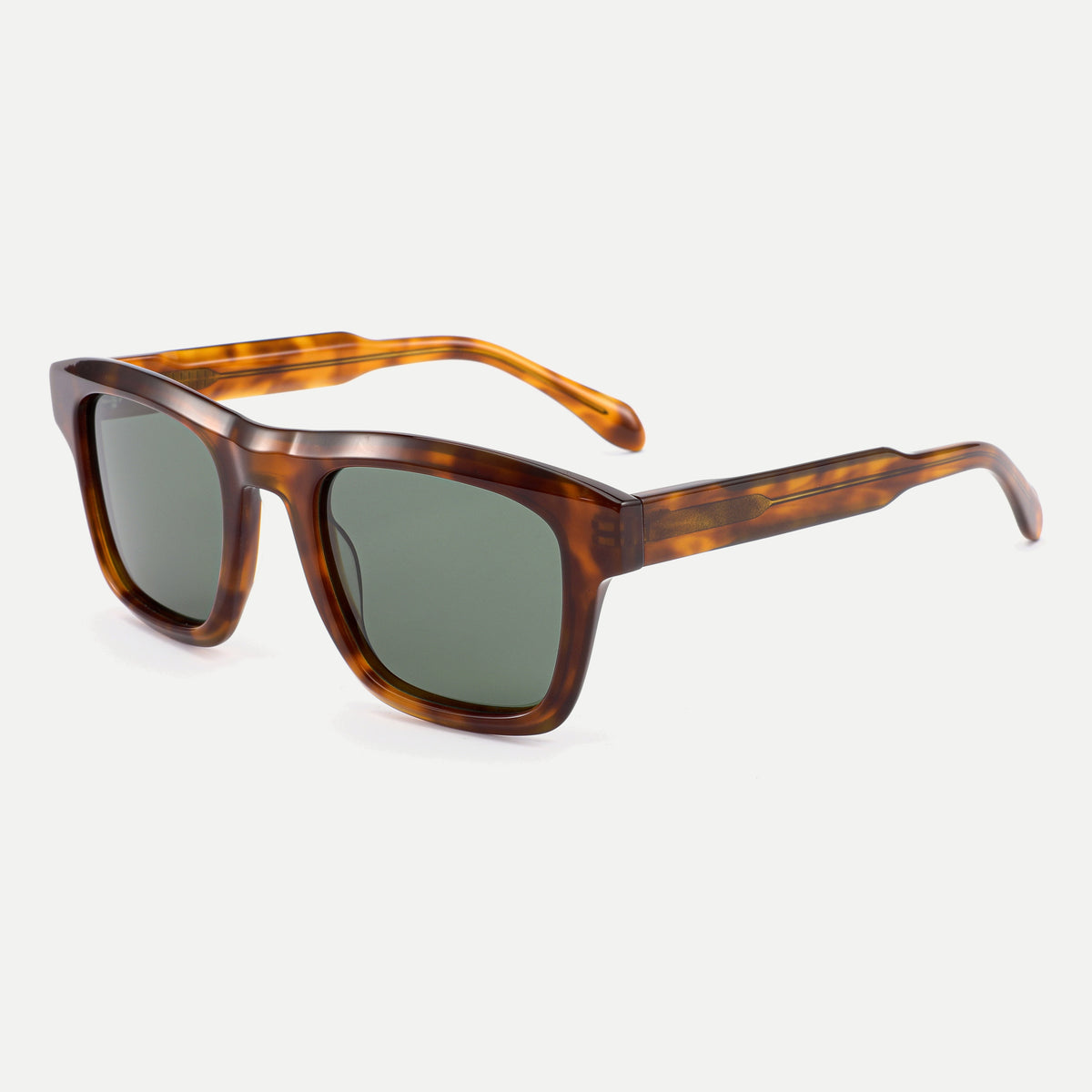 Ellis sunglasses - Amber Tortoise / Green - 45-degree view