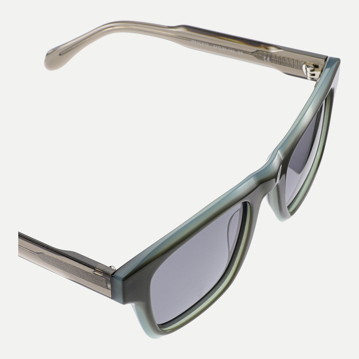 Ellis sunglasses - Crystal Olive / Smoke - temple detail
