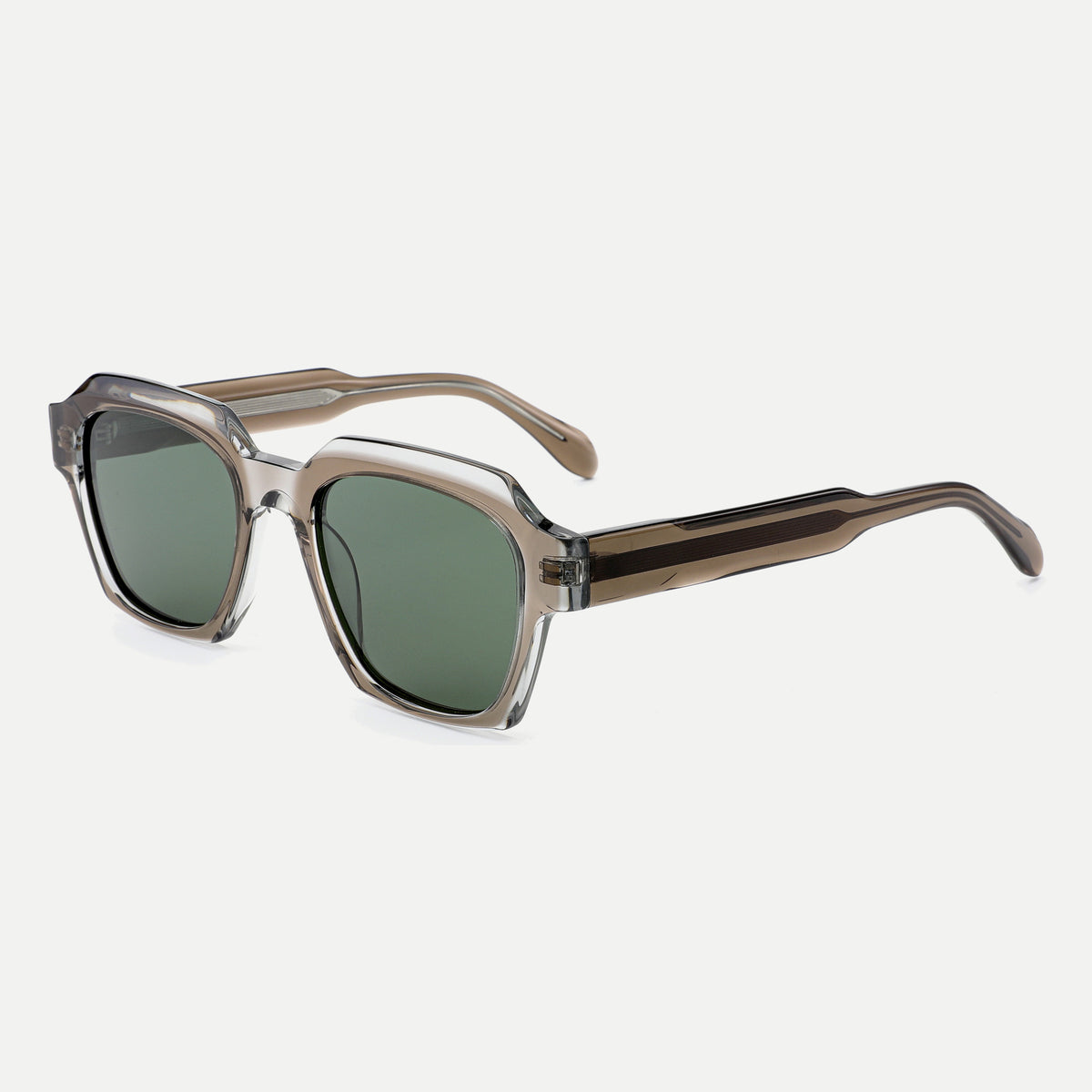 Monroe sunglasses - Crystal Brown / Green - 45-degree view