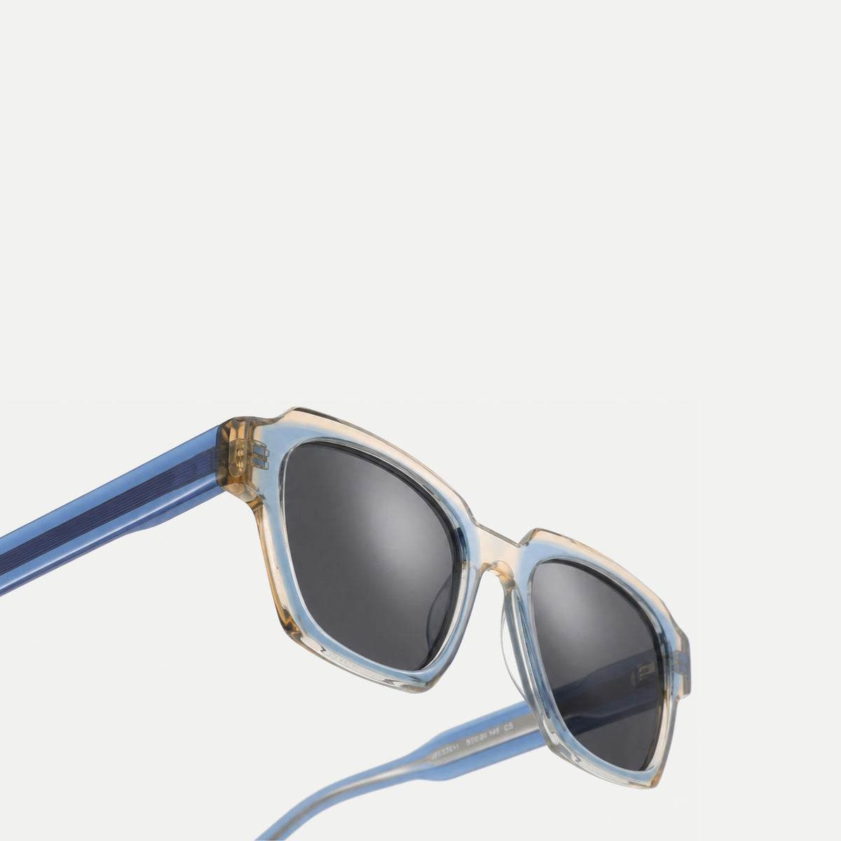 Monroe sunglasses - Crystal Champagne Blue / Smoke - temple detail