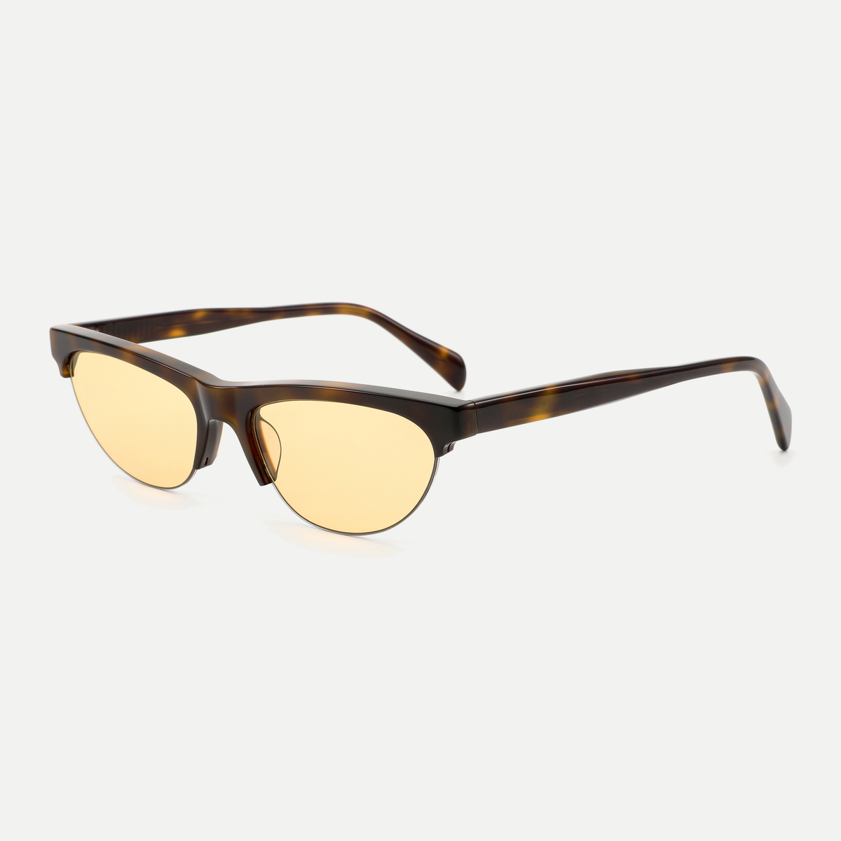 Rhea amber tortoise / yellow sunglasses, 45-degree view