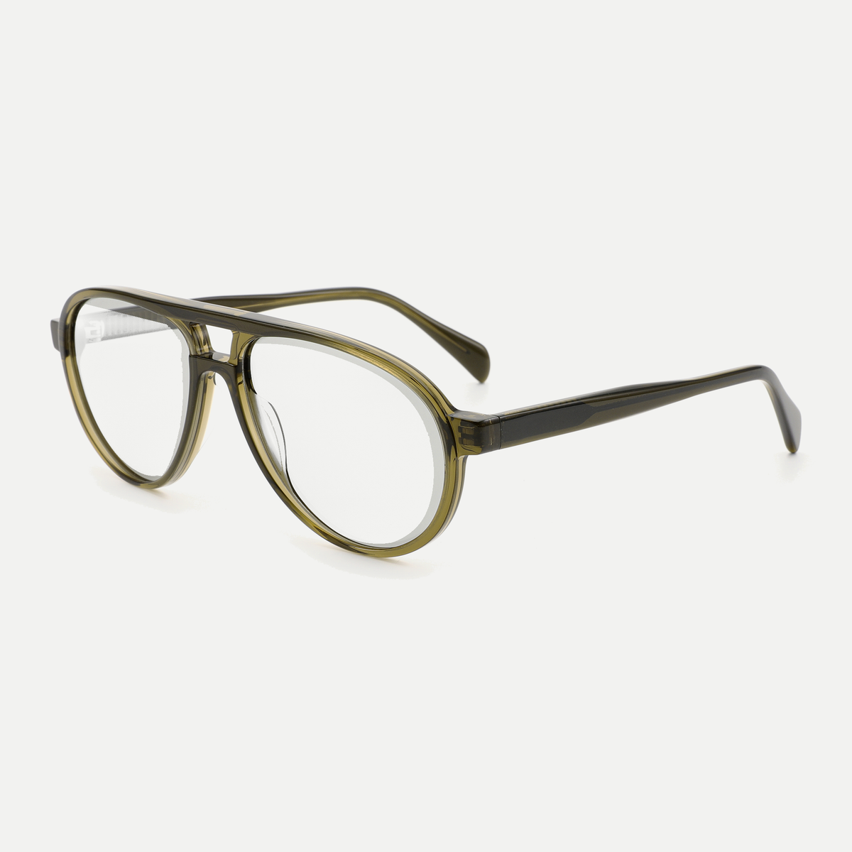 Elise crystal olive eyeglasses, 45-degree view