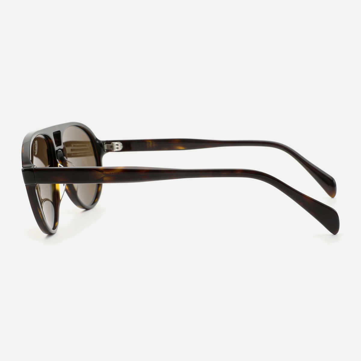 Quinn dark tortoise / brown sunglasses, 90-degree side view