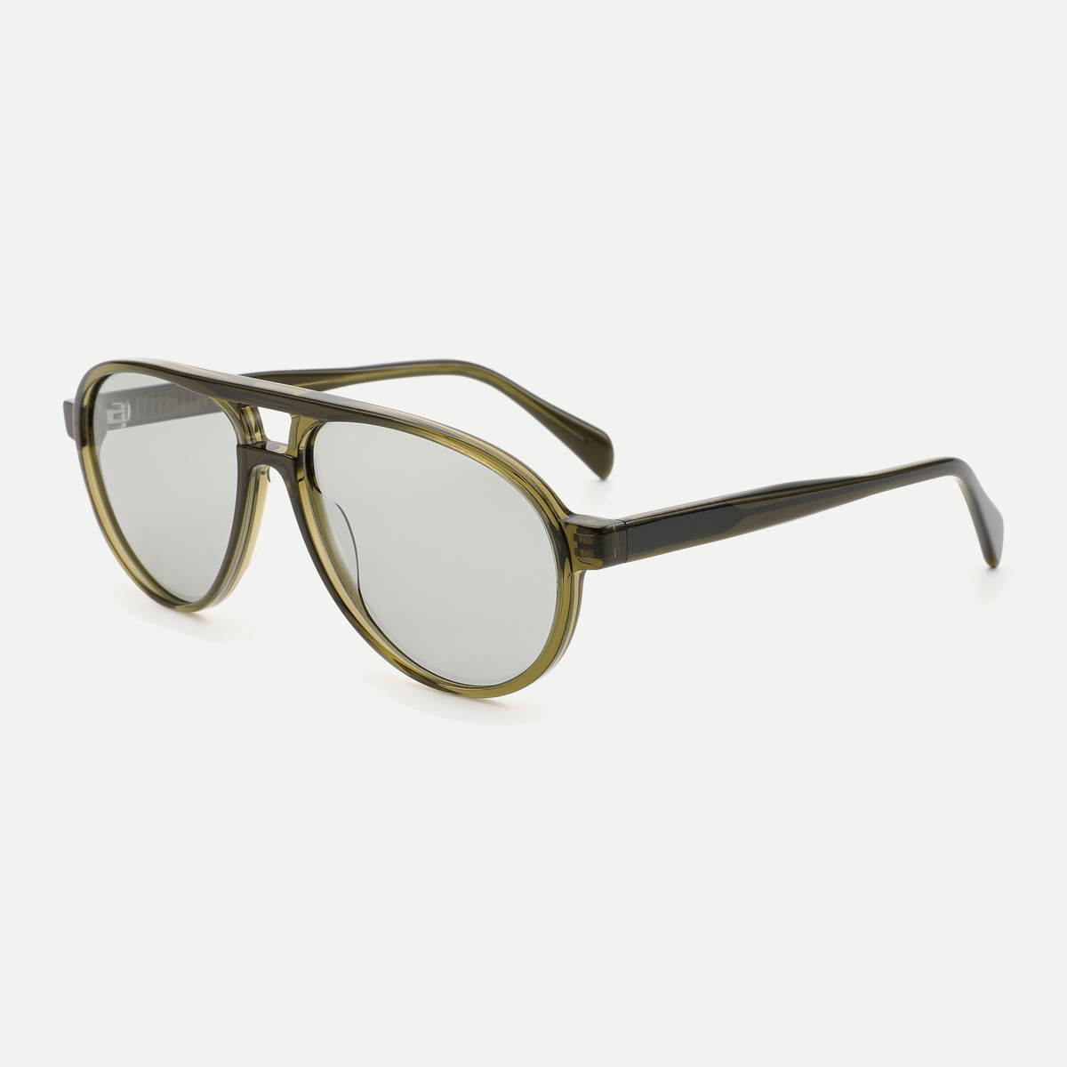 Quinn crystal olive / light smoke sunglasses, 45-degree view