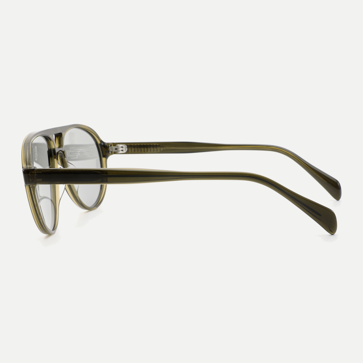 Quinn crystal olive / light smoke sunglasses, 90-degree side view