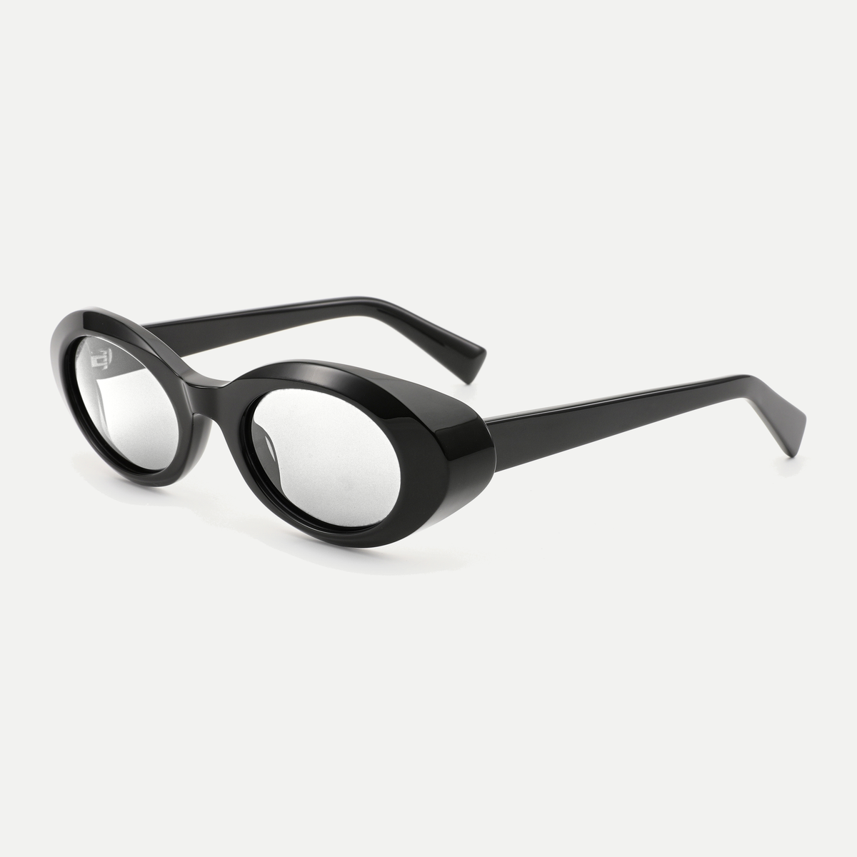 Iris black eyeglasses, 45-degree view