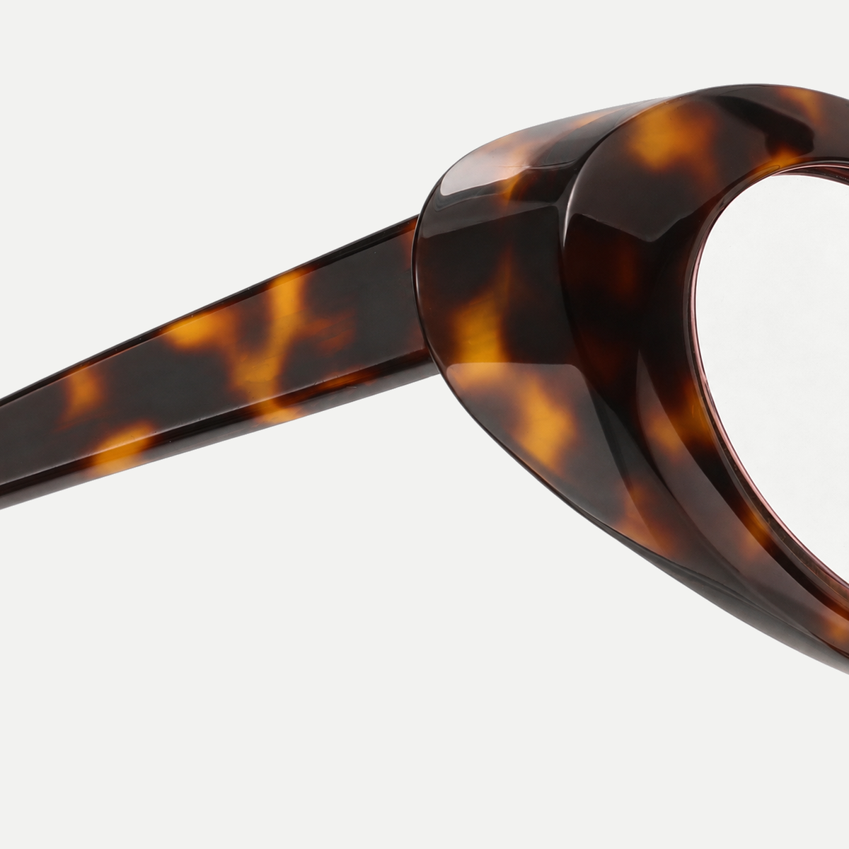 Iris amber tortoise eyeglasses, frame detail