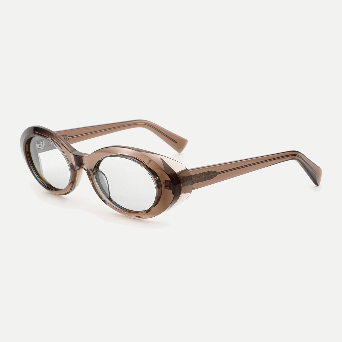 Iris crystal mocha eyeglasses, 45-degree view