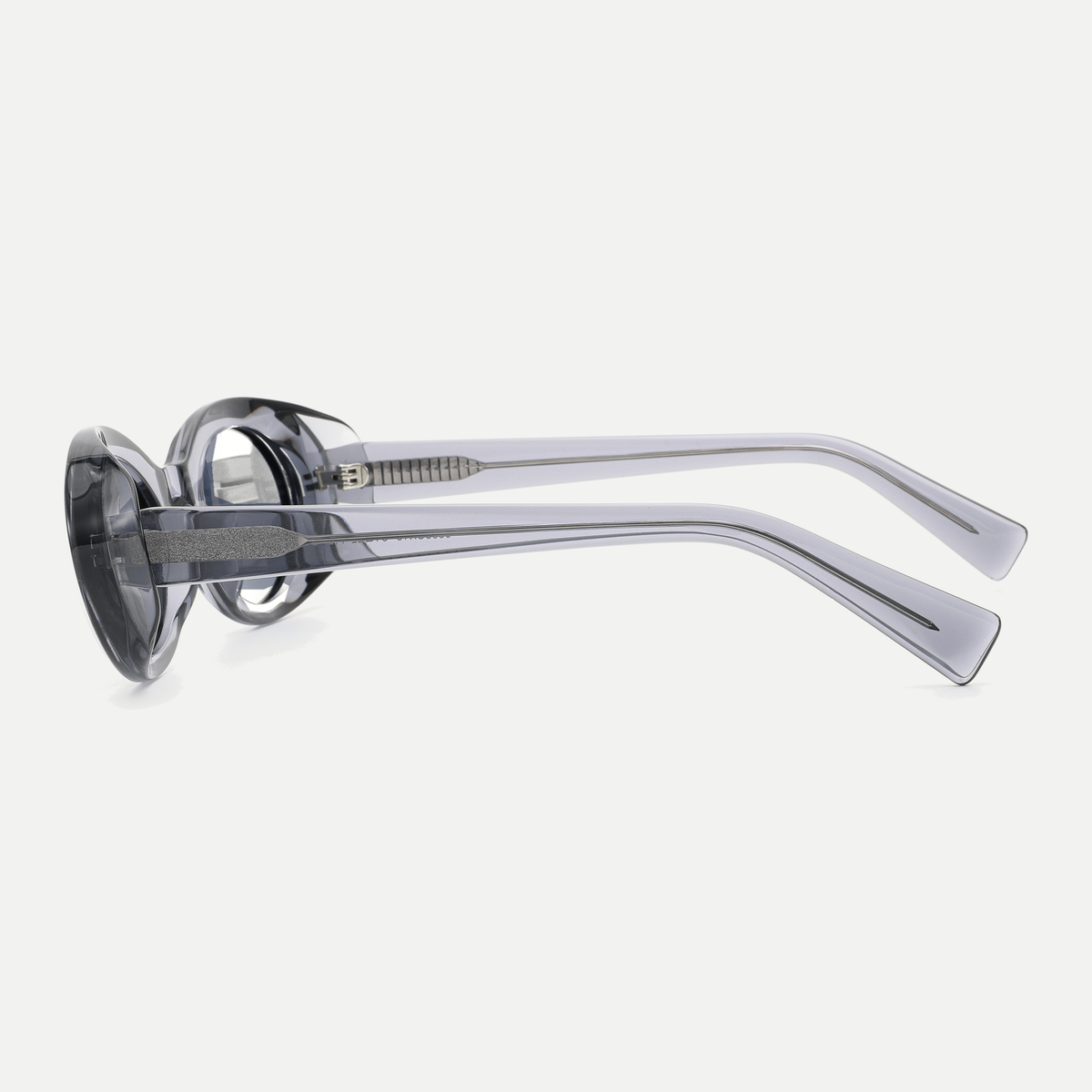 Iris crystal slate eyeglasses, 90-degree side view