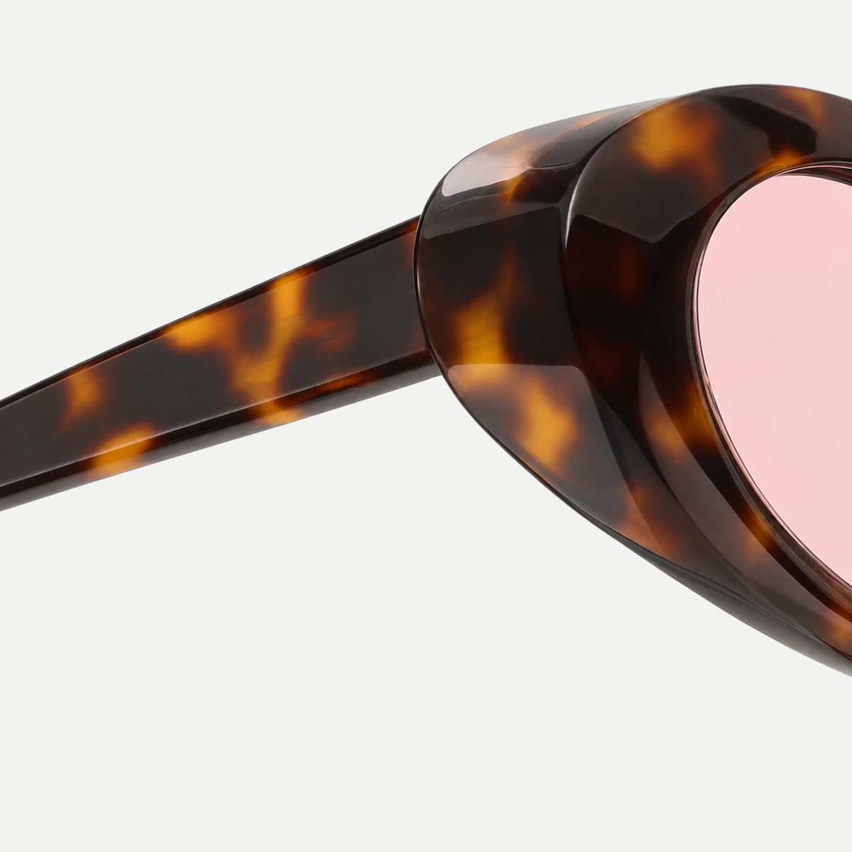 Esme amber tortoise / pink sunglasses, frame detail