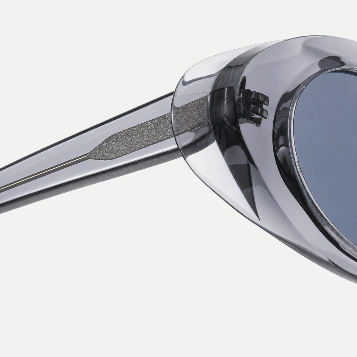 Esme crystal slate / slate blue sunglasses, frame detail