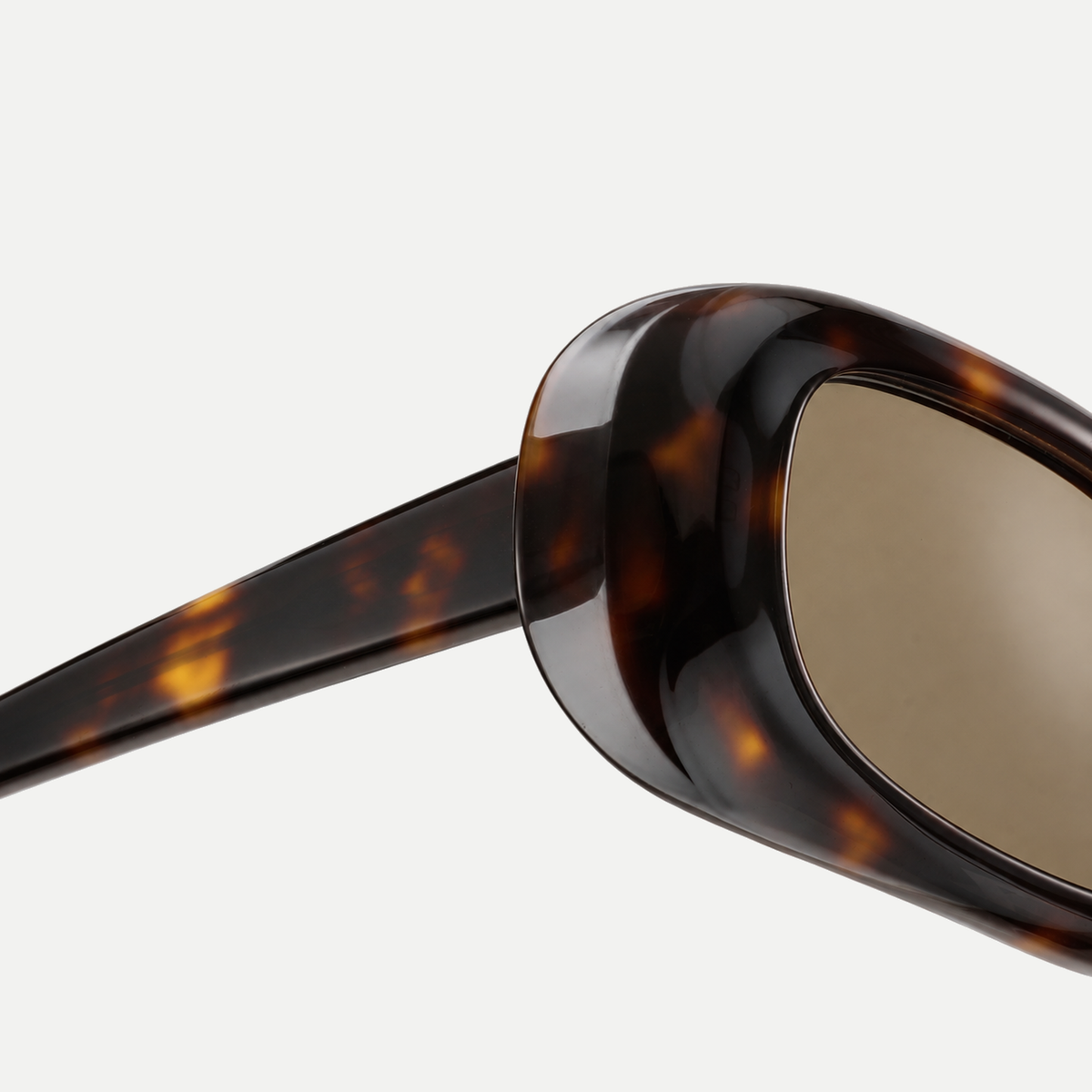 Jade dark tortoise / brown sunglasses, frame detail