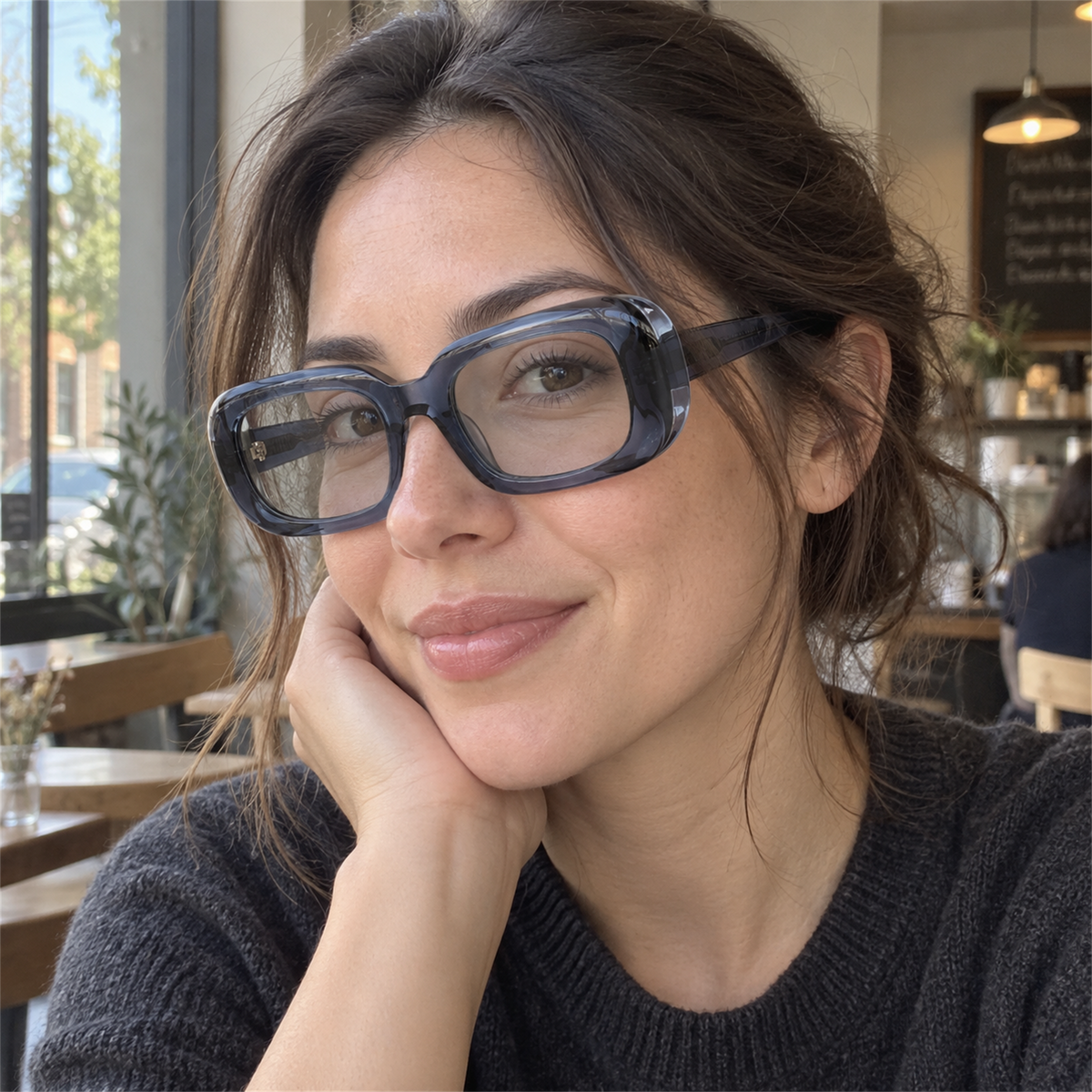 Jade crystal blue / light smoke sunglasses, lifestyle view