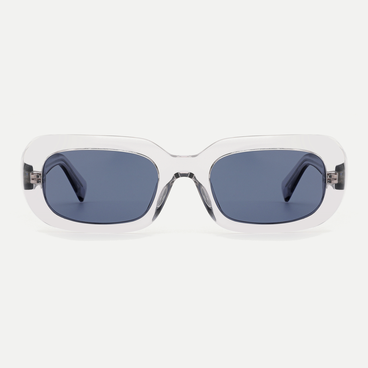 Jade crystal clear / slate blue sunglasses, front view