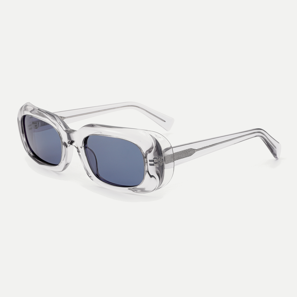 Jade crystal clear / slate blue sunglasses, 45-degree view