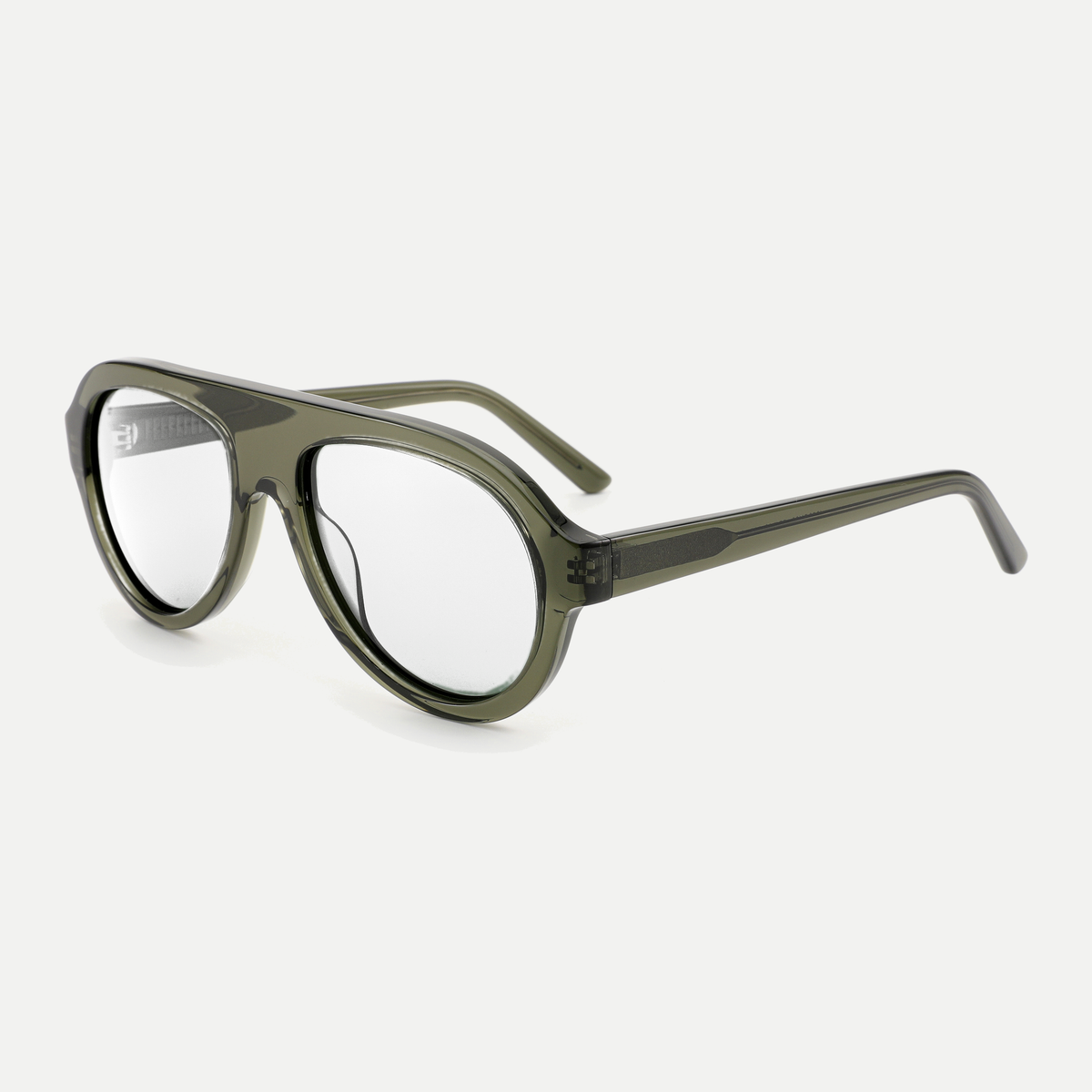 Livia crystal olive eyeglasses, 45-degree view