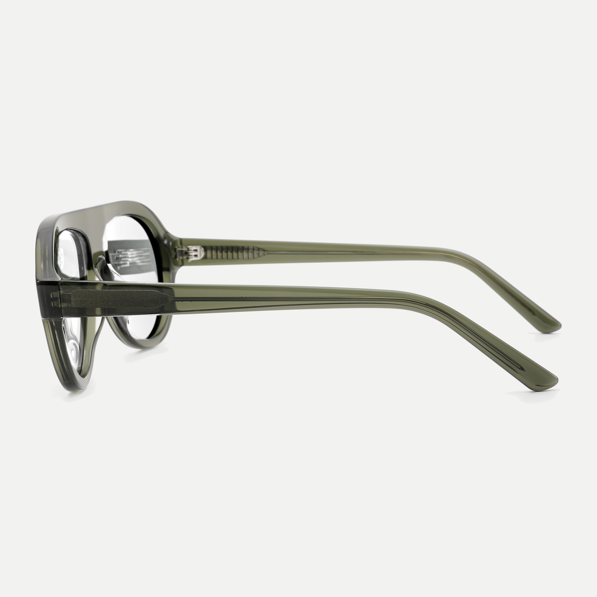 Livia crystal olive eyeglasses, 90-degree side view