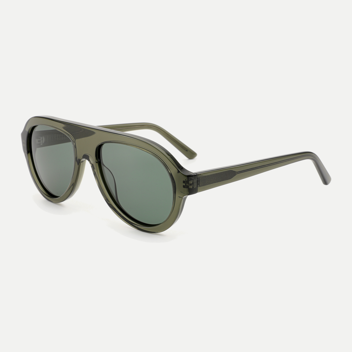 Harper crystal olive / green sunglasses, 45-degree view