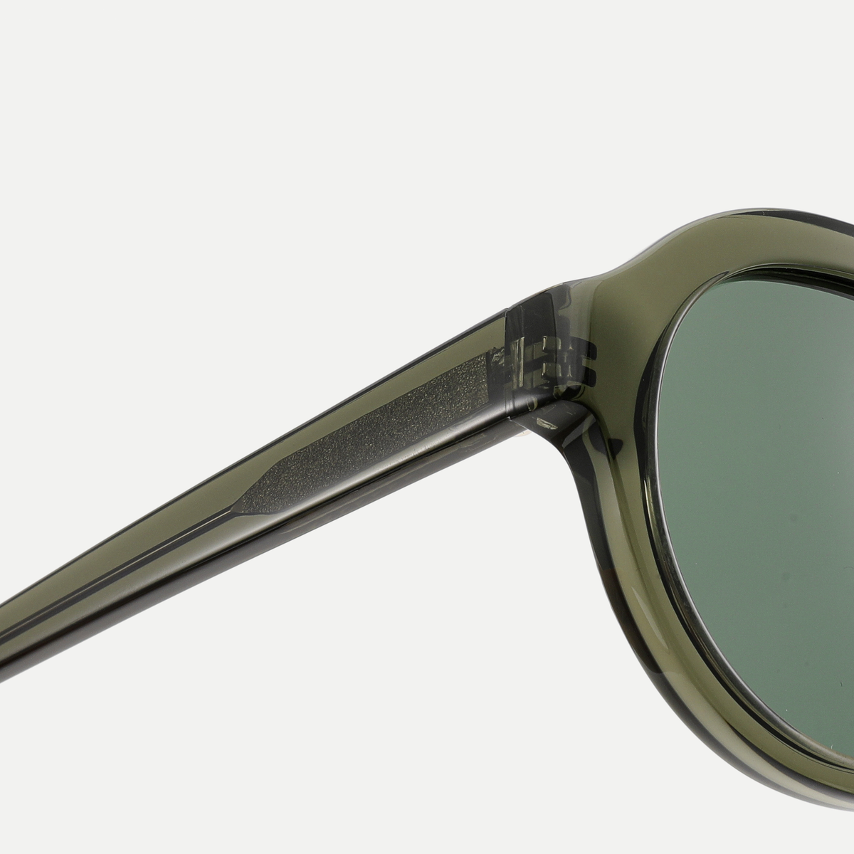 Harper crystal olive / green sunglasses, frame detail