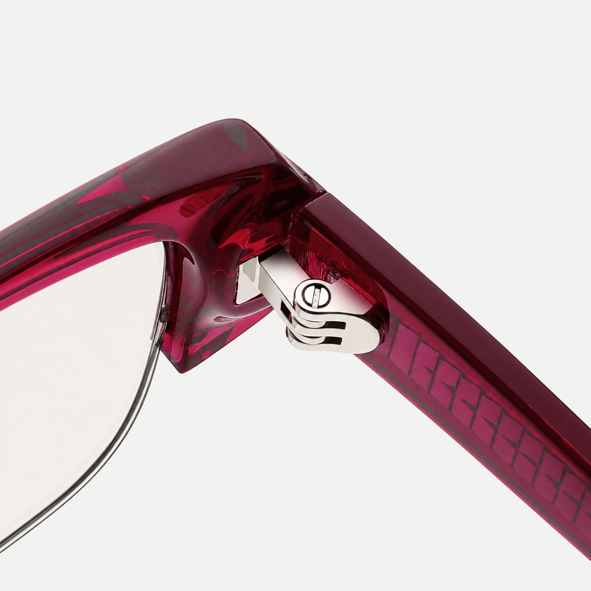 Anya burgundy eyeglasses, frame detail
