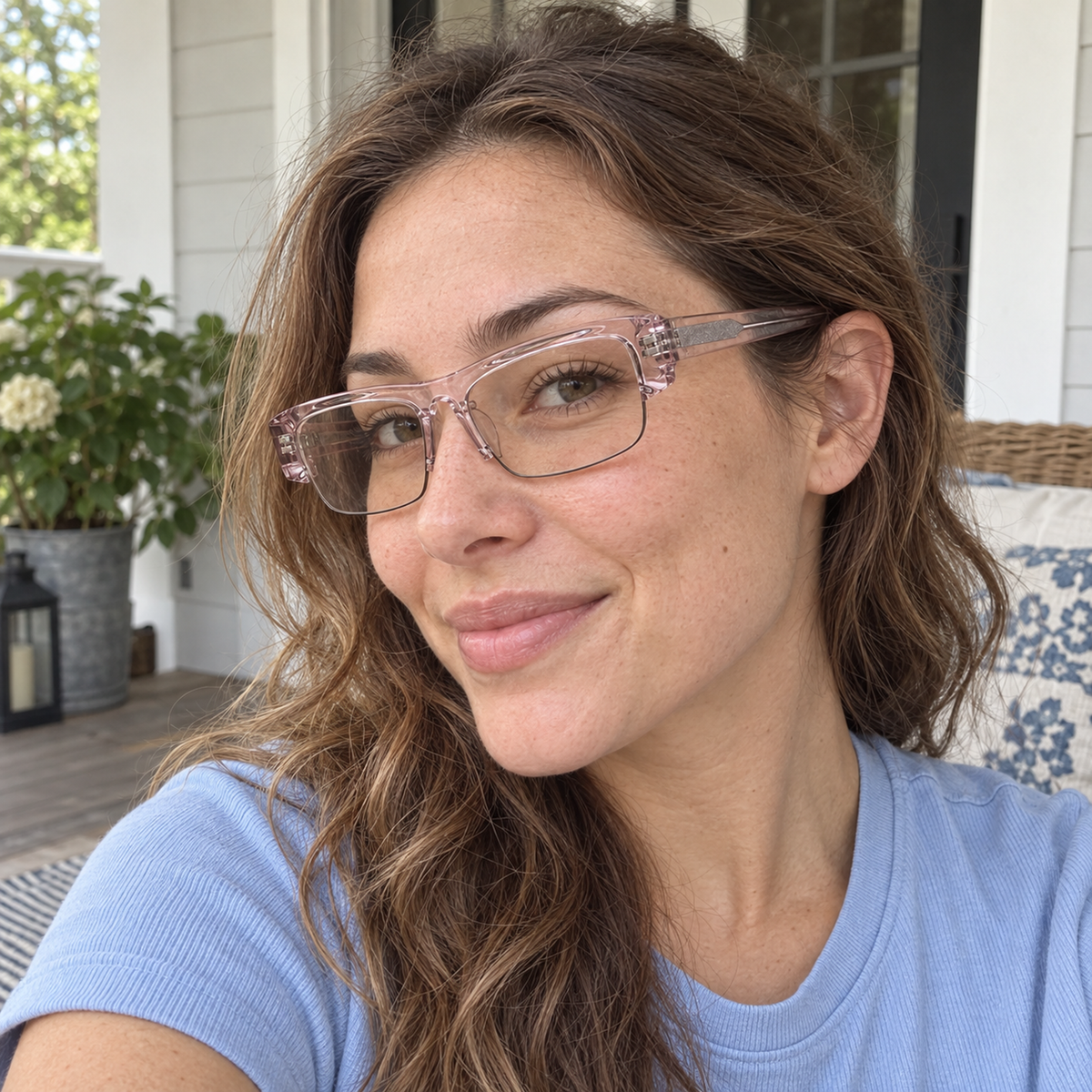 Raven crystal pink / champagne sunglasses, lifestyle view