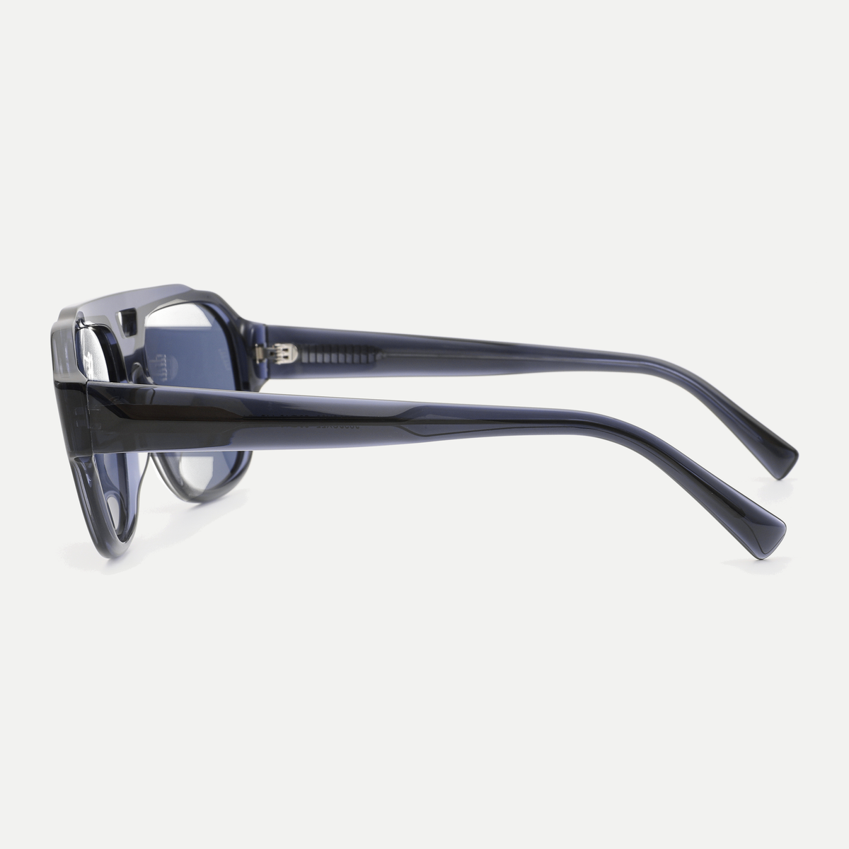 Freya crystal blue eyeglasses, 90-degree side view