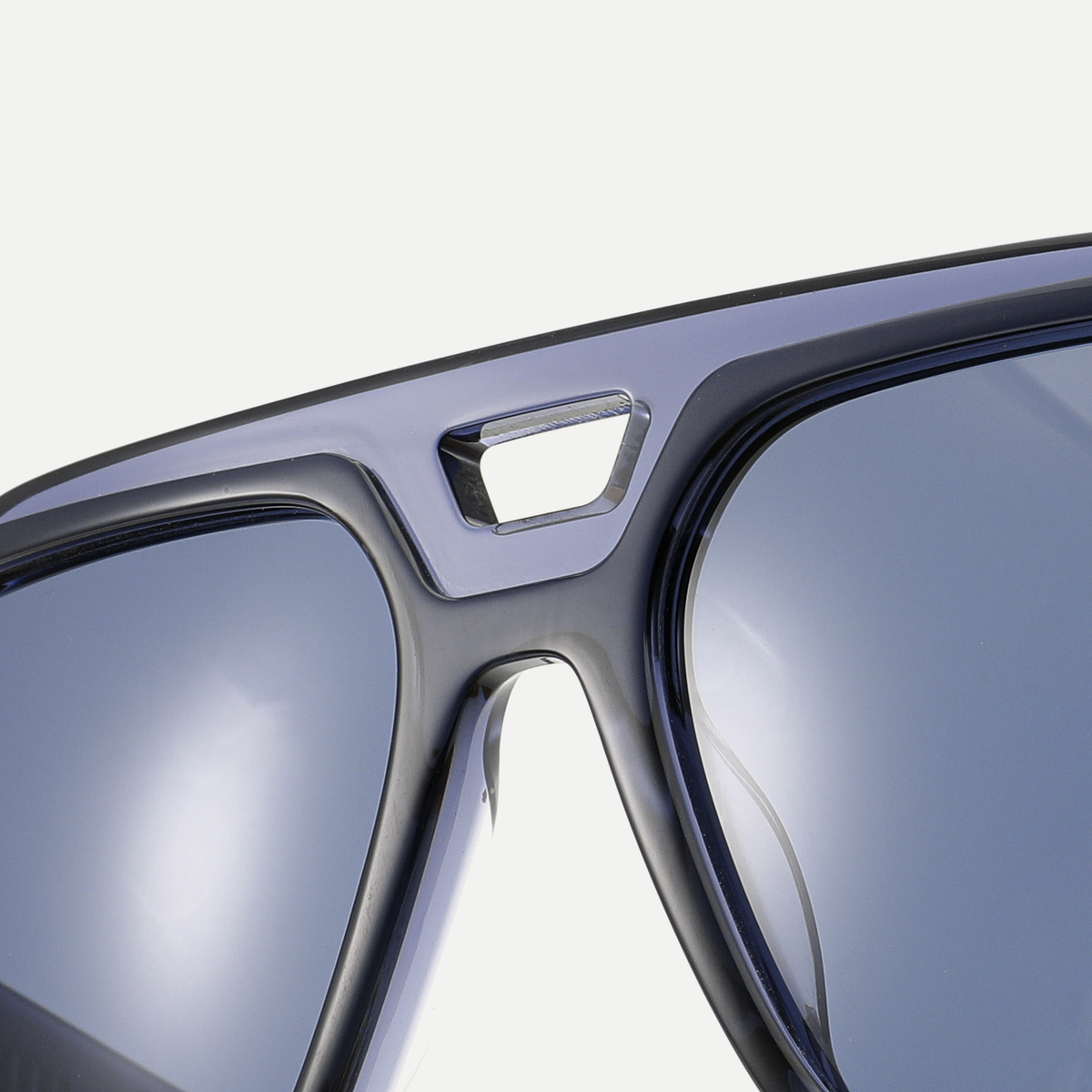 Phoenix crystal blue / slate blue sunglasses, frame detail