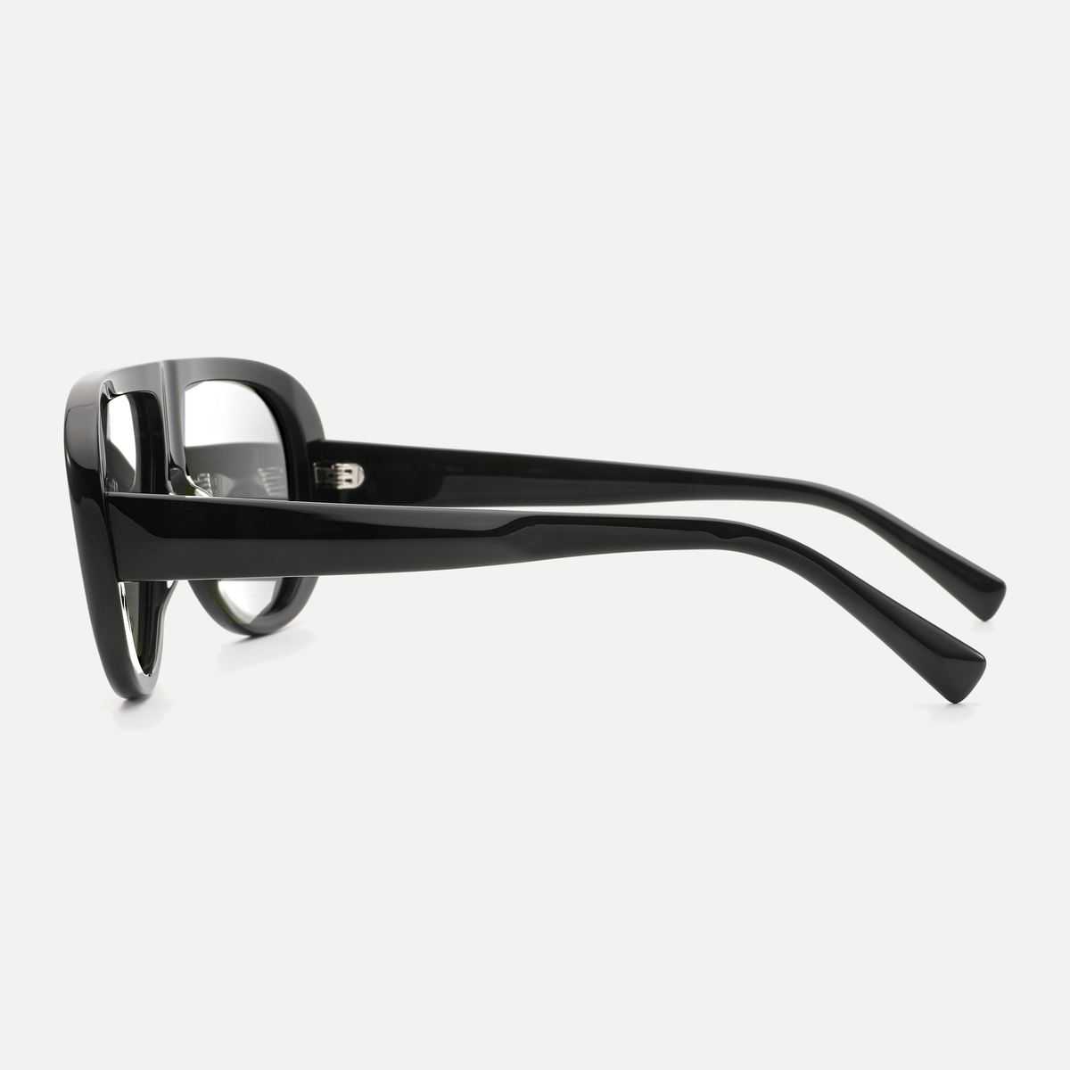 Mira black eyeglasses, 90-degree side view