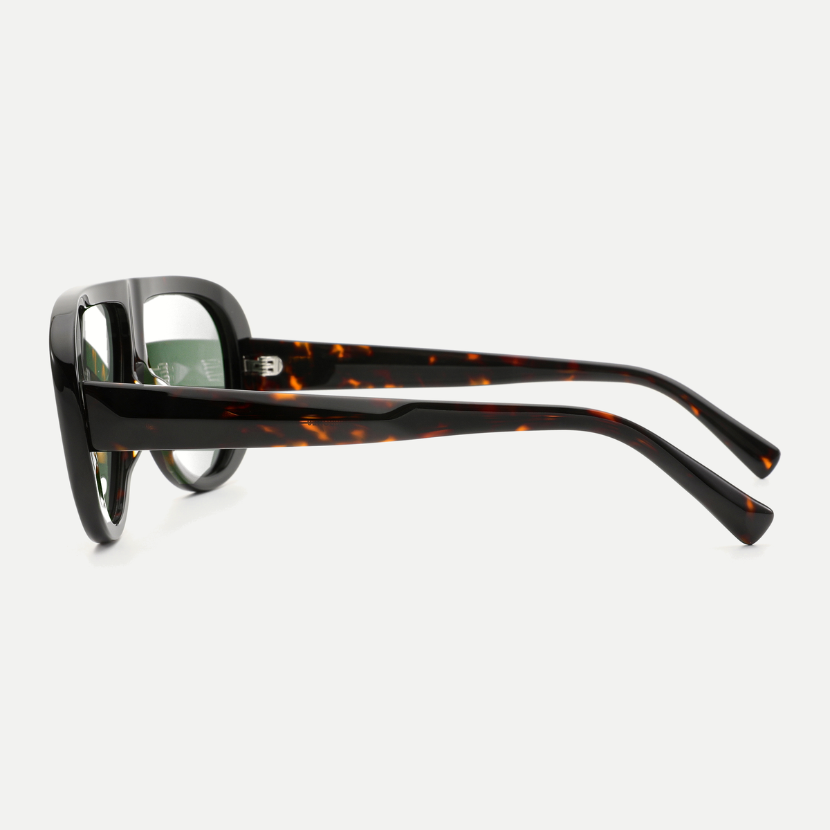 Mira dark tortoise eyeglasses, 90-degree side view