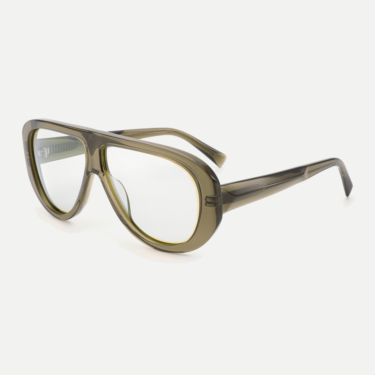 Mira crystal olive eyeglasses, 45-degree view