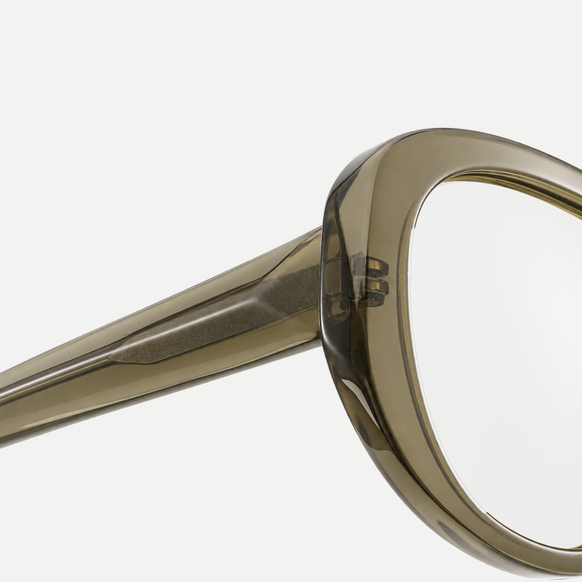 Mira crystal olive eyeglasses, frame detail