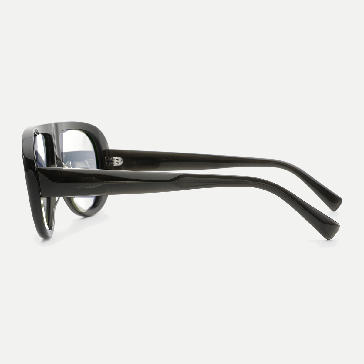 Mira crystal smoke eyeglasses, 90-degree side view