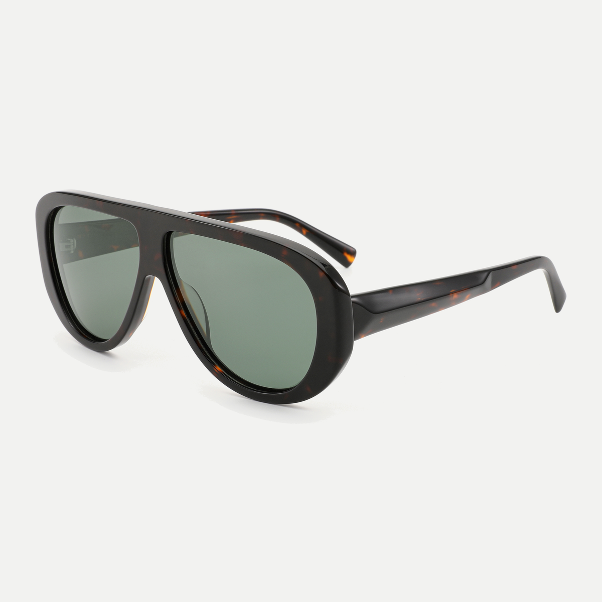 Eden dark tortoise / green sunglasses, 45-degree view