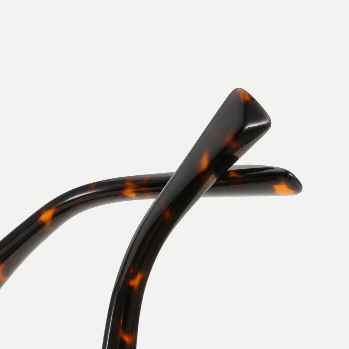 Eden dark tortoise / green sunglasses, frame detail