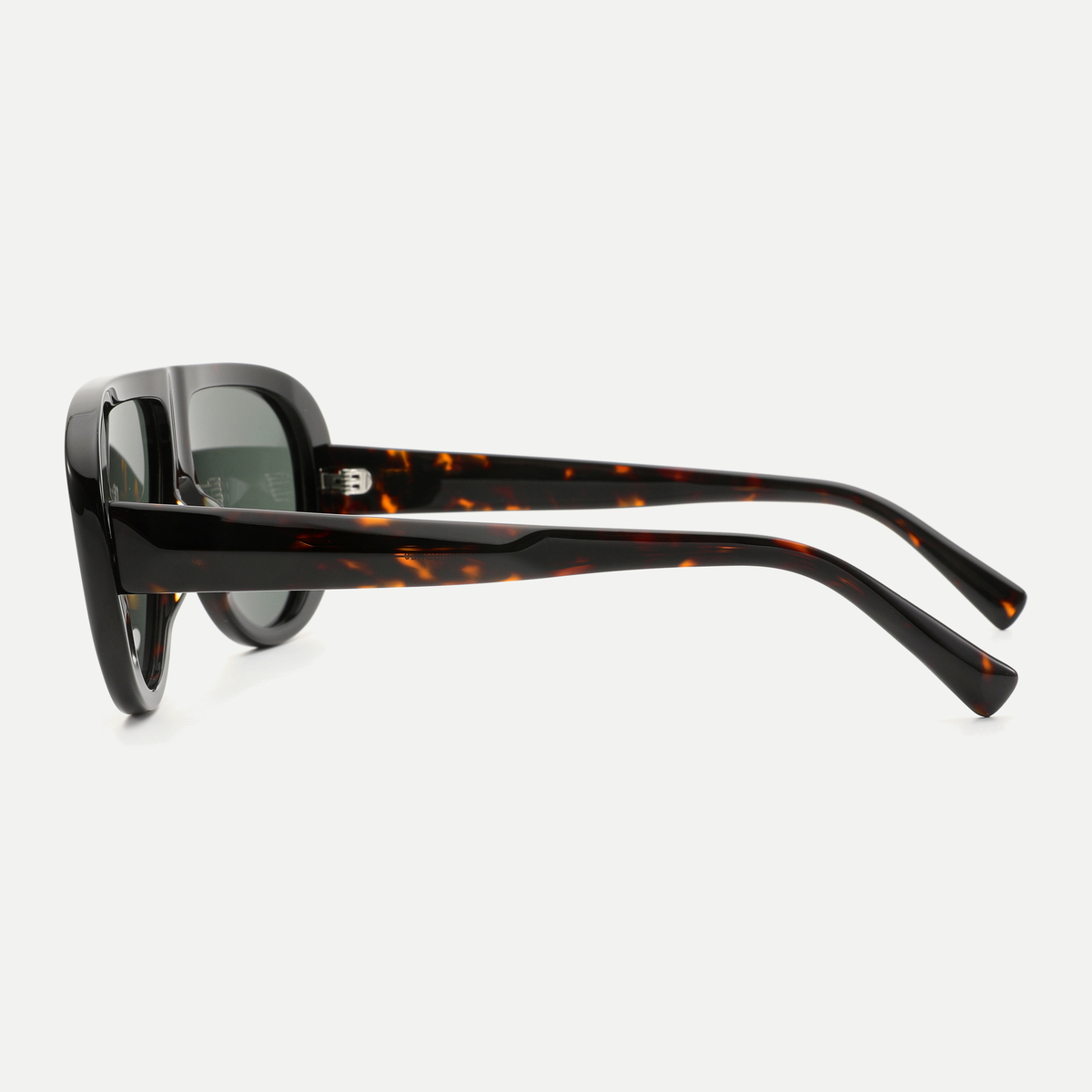 Eden dark tortoise / green sunglasses, 90-degree side view