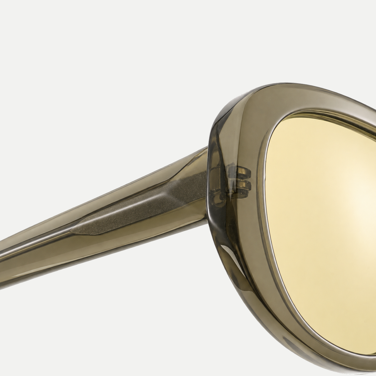 Eden crystal olive / yellow sunglasses, frame detail