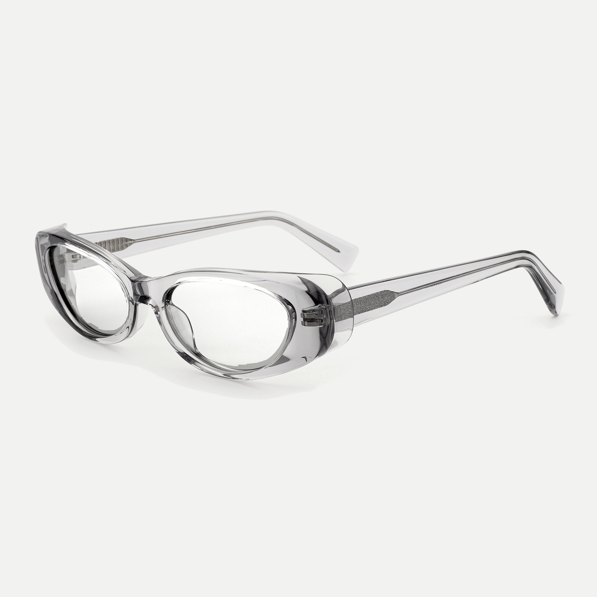 Daria crystal gray eyeglasses, 45-degree view
