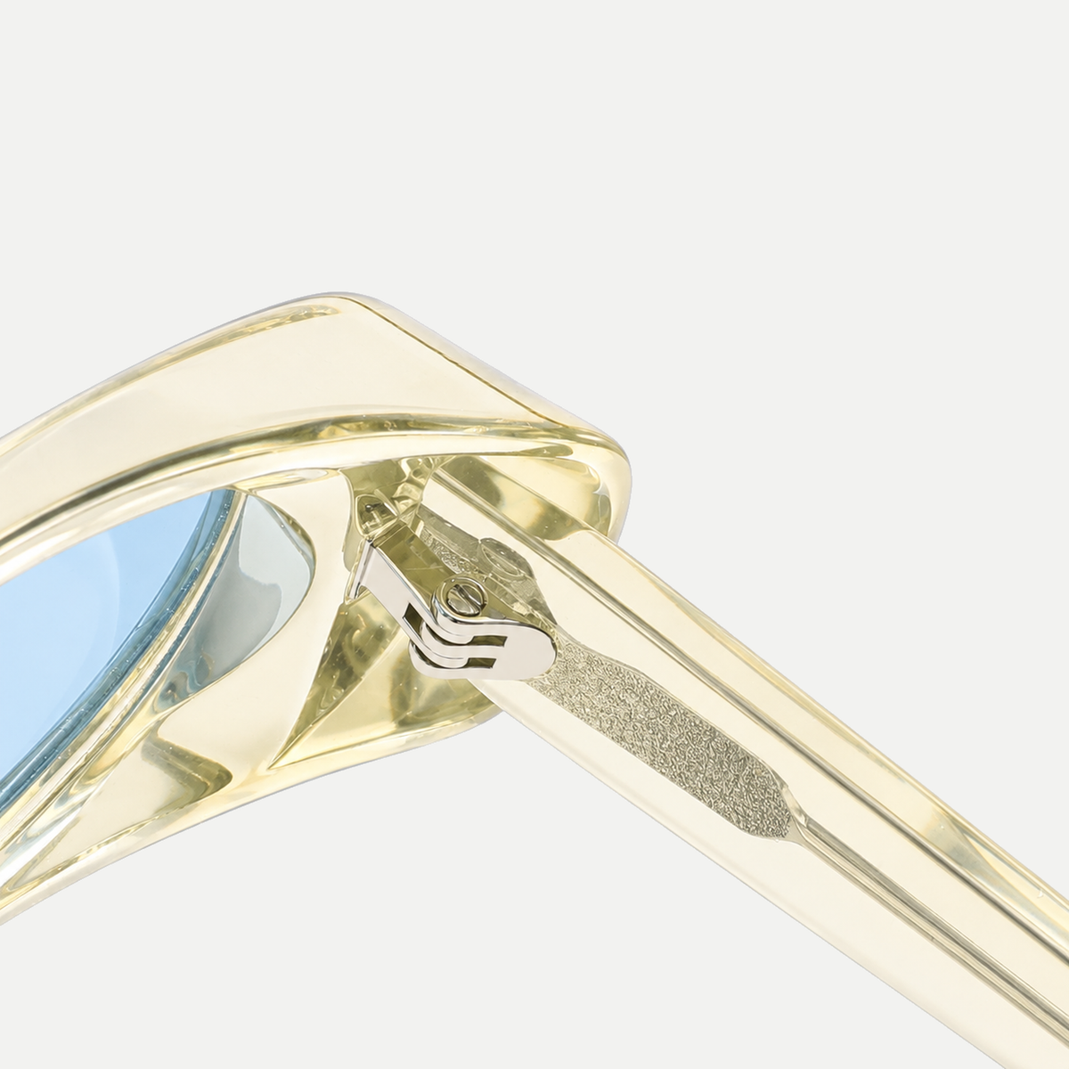 Nova crystal champagne / ice blue sunglasses, frame detail