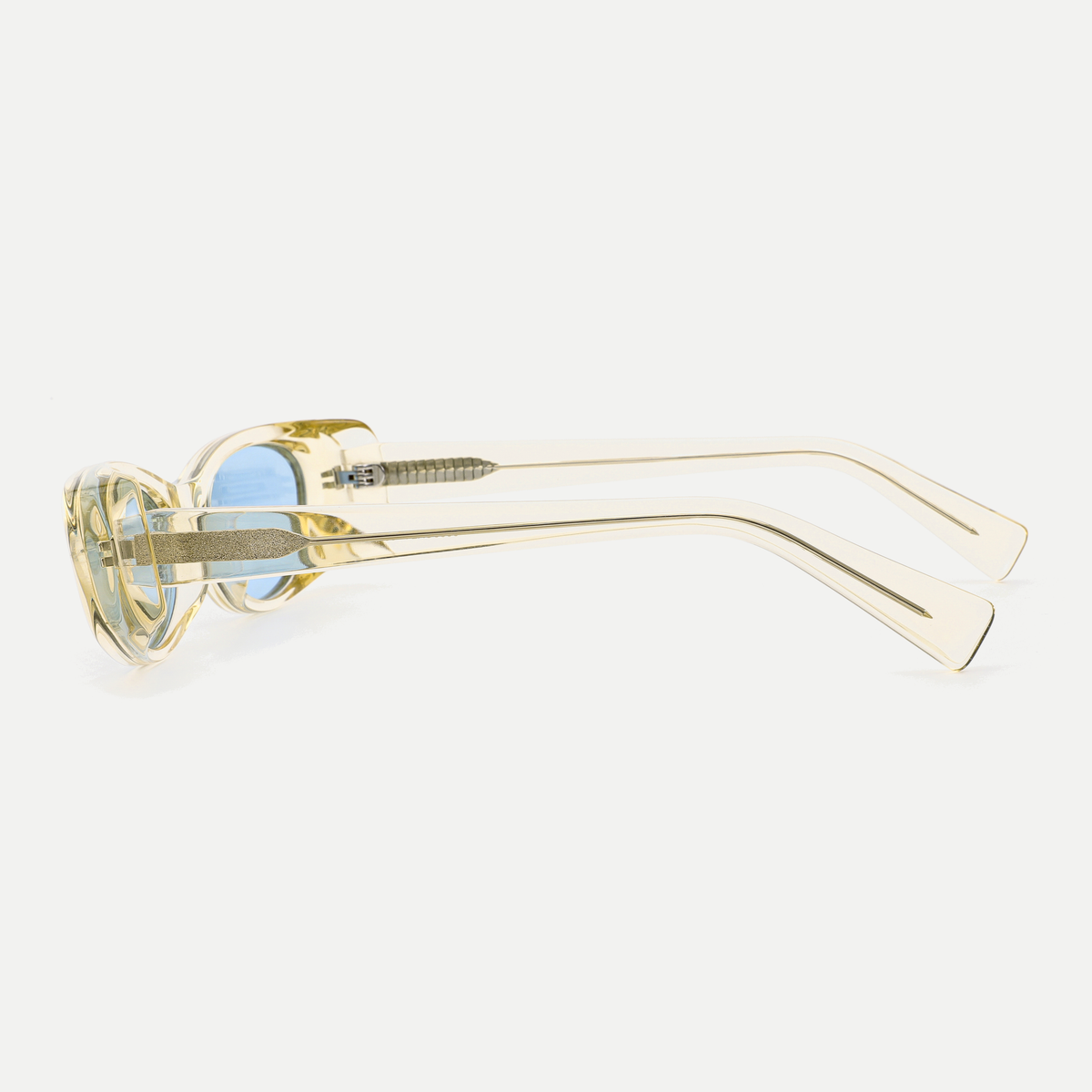 Nova crystal champagne / ice blue sunglasses, 90-degree side view