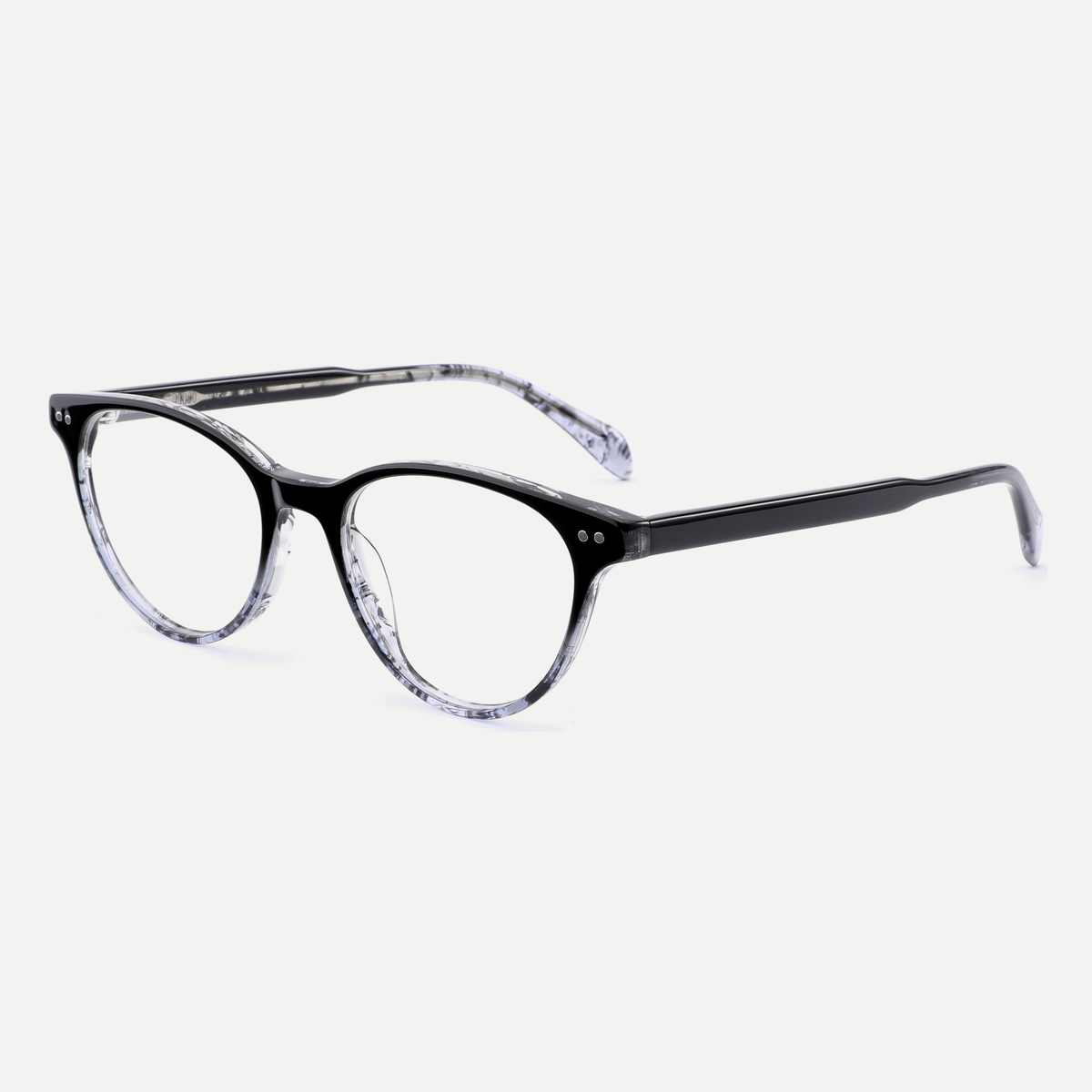 Sabine crystal blue gray acetate eyeglasses, angled view