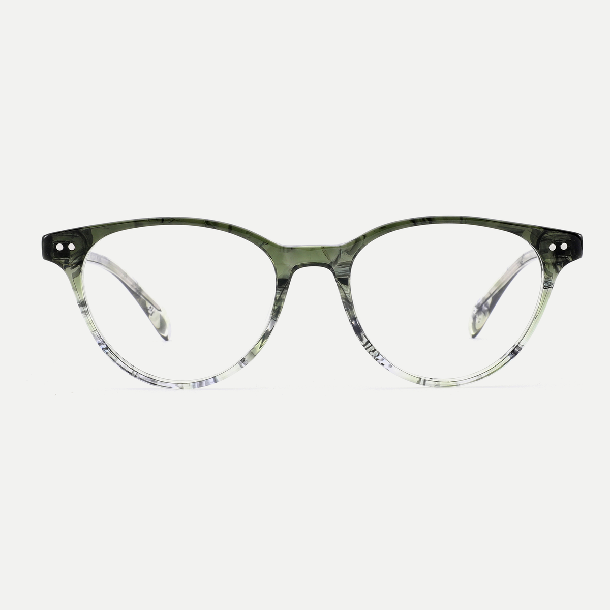 Sabine crystal olive acetate eyeglasses, front view